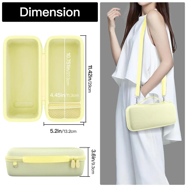 Alt view image 6 of 7 - for Bose SoundLink Plus Portable Speaker Hard Protective Case,Citrus Yellow Detachable Shoulder Strap, Reinforced Hand Strap, Easy Carrying, Dual Mesh Pockets, Cable Organization
