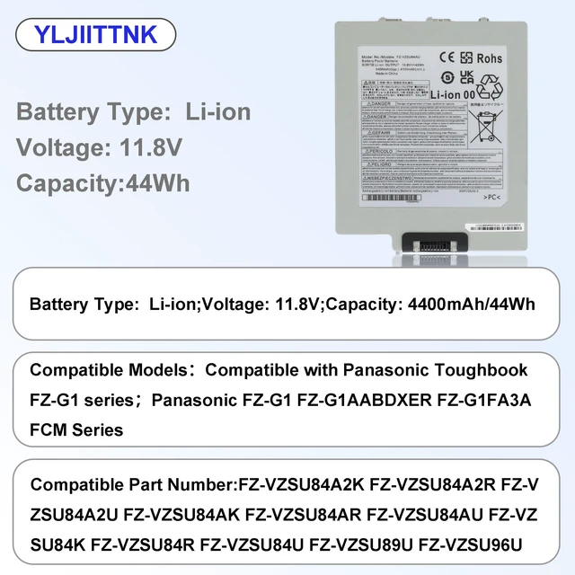 Alt view image 2 of 7 - 10.8V 45Wh 4400mAh FZ-VZSU84AU Battery for Panasonic Toughpad FZ-G1 Tablet Compatible with FZ-VZSU84U FZ-VZSU89U FZ-VZSU96U FZ-VZSU97U FZ-G1AABDXER Series FZ-VZSU84A2R FZ-VZSU84A2K FZ-VZSU84A2U