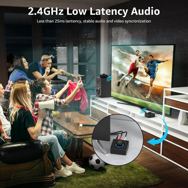 Alt view image 2 of 7 - Wireless Audio Transmitter Receiver Set (1 TX + 1 RX) for TV Wireless Audio Adapter with RCA/AUX out, 25ms Low Latency 262ft Long Range, for TV/Soundbar/Powered Speakers/Amplifier