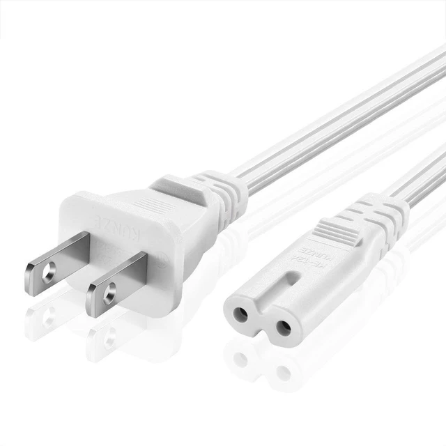 Main image of C7 Power Cord, 2-Prong Figure 8 Cable for TV and Consoles, 12 FT, White Short Non-Polarized Nema 1-15P to Iec C7 Replacement Cable for Compatible Tvs, Ps5, Ps4, Xbox, Printers, and Soundbars
