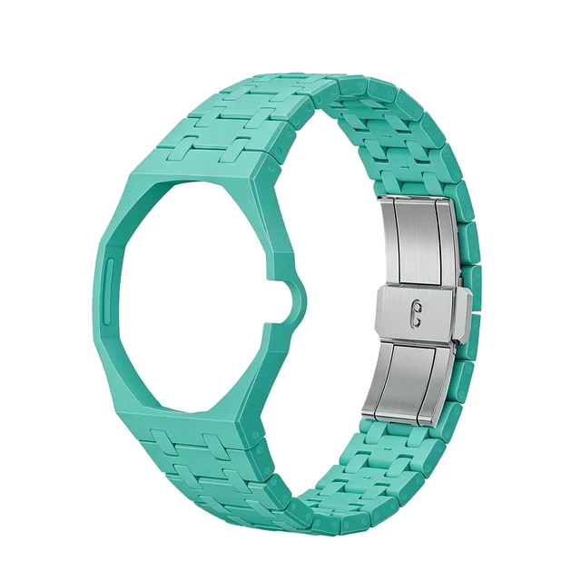 Alt view image 2 of 5 - Full Ceramic Watch Case & Strap Replacement Compatible with AP x Swatch Royal Pop Series,Convertible Wrist Strap for 3 o'clock Crown Orientation,Waterproof Replacement Strap