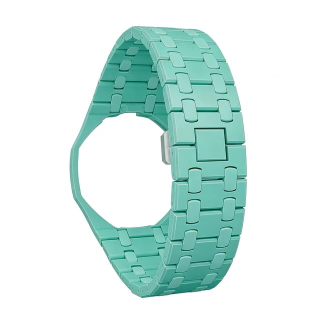 Alt view image 3 of 5 - Full Ceramic Watch Case & Strap Replacement Compatible with AP x Swatch Royal Pop Series,Convertible Wrist Strap for 3 o'clock Crown Orientation,Waterproof Replacement Strap