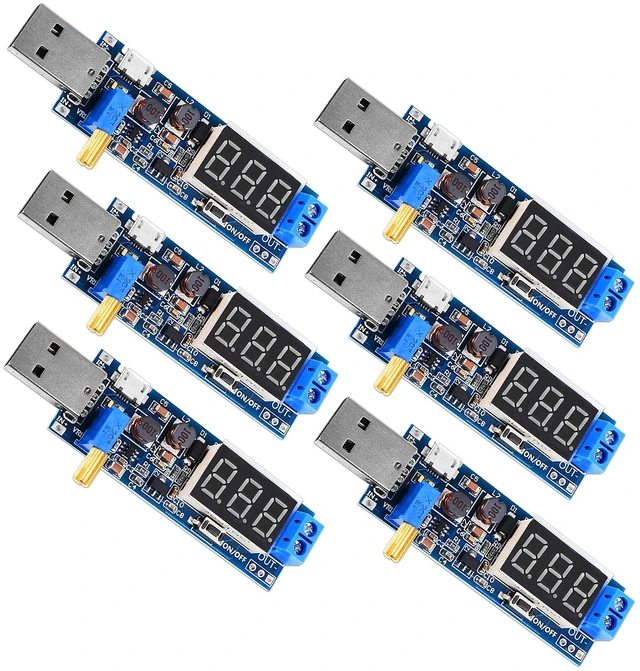 Main image of 6pcs USB Buck Boost Converter 3.5V-12V to 1.2V-24V DC-DC Adjustable Step Up Step Down Power Supply Module Voltage Regulator 5V to 3.3V 9V 12V 18V 24V