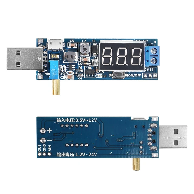 Alt view image 2 of 7 - 6pcs USB Buck Boost Converter 3.5V-12V to 1.2V-24V DC-DC Adjustable Step Up Step Down Power Supply Module Voltage Regulator 5V to 3.3V 9V 12V 18V 24V