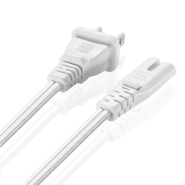 Alt view image 3 of 6 - C7 Power Cord, 2-Prong Figure 8 Cable for TV and Consoles, 12 FT, White Short Non-Polarized Nema 1-15P to Iec C7 Replacement Cable for Compatible Tvs, Ps5, Ps4, Xbox, Printers, and Soundbars