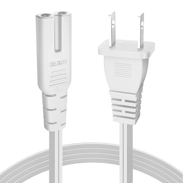 Alt view image 2 of 6 - C7 Power Cord, 2-Prong Figure 8 Cable for TV and Consoles, 12 FT, White Short Non-Polarized Nema 1-15P to Iec C7 Replacement Cable for Compatible Tvs, Ps5, Ps4, Xbox, Printers, and Soundbars
