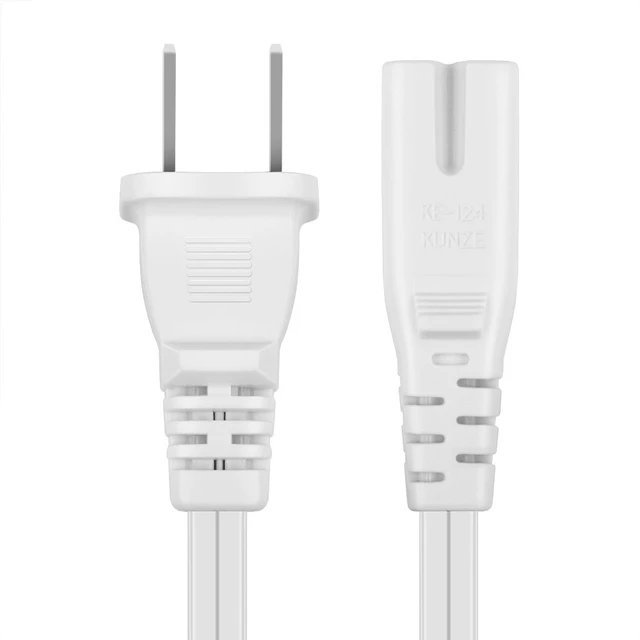 Alt view image 4 of 6 - C7 Power Cord, 2-Prong Figure 8 Cable for TV and Consoles, 12 FT, White Short Non-Polarized Nema 1-15P to Iec C7 Replacement Cable for Compatible Tvs, Ps5, Ps4, Xbox, Printers, and Soundbars