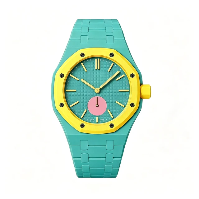 Alt view image 5 of 5 - Full Ceramic Watch Case & Strap Replacement Compatible with AP x Swatch Royal Pop Series,Convertible Wrist Strap for 3 o'clock Crown Orientation,Waterproof Replacement Strap