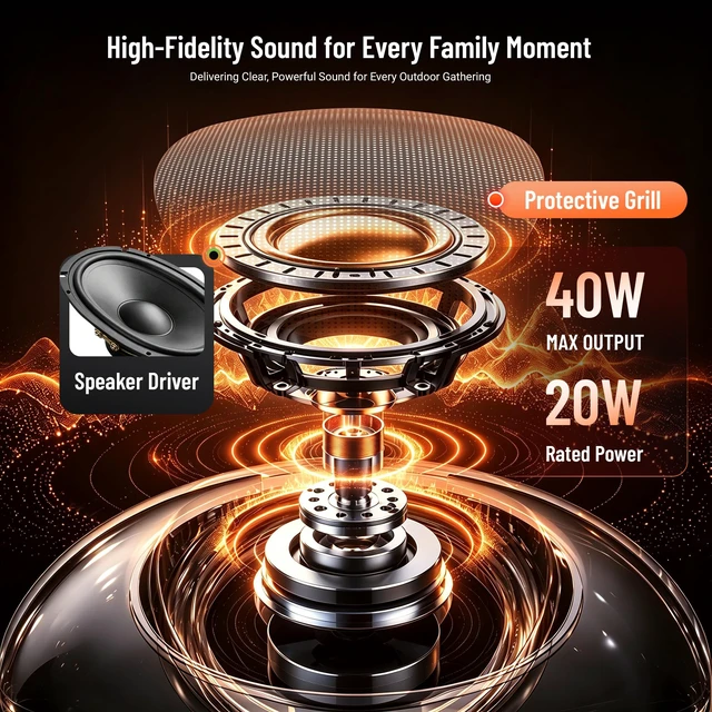 Alt view image 3 of 7 - Outdoor Rock Speakers 40W Stereo Loud Sound Solar Speaker with 7 Colorful Lights unique pebble exterior design,Waterproof IP65 Wireless TWS,Portable for Patio Outside Deck Pool Garden
