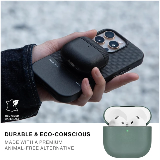 Alt view image 3 of 7 - (Re) Classic Case for AirPods 4 Premium Resistant & Recycled Materials Durable Protection Supports Wireless Chargers Compatible with AirPods 4 (Slate Green)