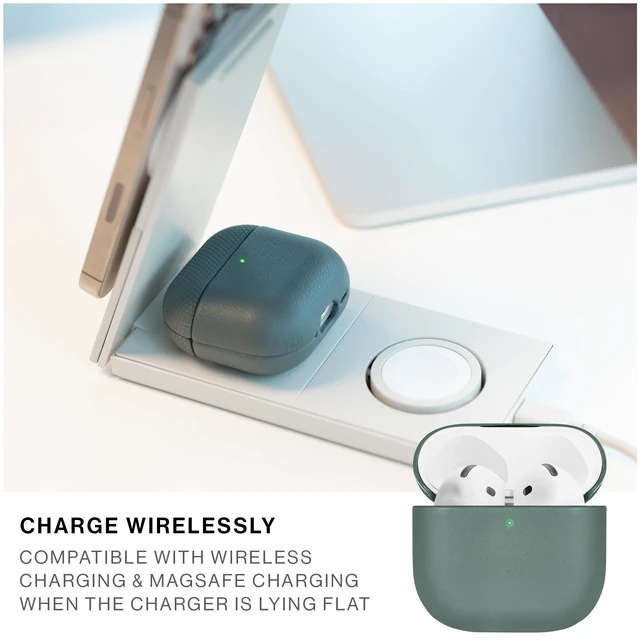 Alt view image 5 of 7 - (Re) Classic Case for AirPods 4 Premium Resistant & Recycled Materials Durable Protection Supports Wireless Chargers Compatible with AirPods 4 (Slate Green)