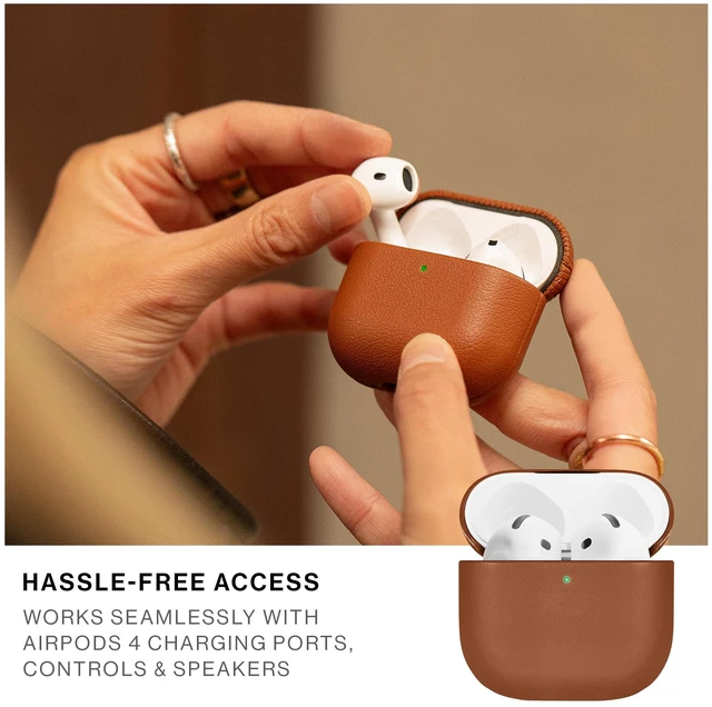 Alt view image 4 of 7 - (Re) Classic Case for AirPods 4 Premium Resistant & Recycled Materials Durable Protection Supports Wireless Chargers Compatible with AirPods 4 (Tan)