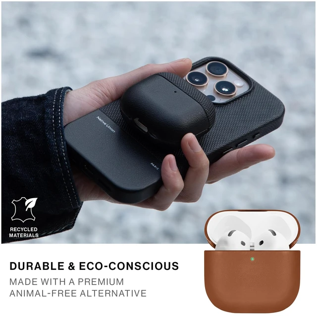 Alt view image 3 of 7 - (Re) Classic Case for AirPods 4 Premium Resistant & Recycled Materials Durable Protection Supports Wireless Chargers Compatible with AirPods 4 (Tan)