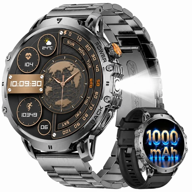 Main image of Smart Watches for Men, 1.85" HD, 1000mAh, 110+Sports, IP68, Black Military Zinc-Alloy Case, 40-Day Standby, HD Display, Bluetooth Call, 24/7 SPO2/Heart Rate/Sleep Monitor, for Android/iOS