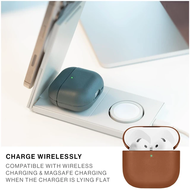 Alt view image 5 of 7 - (Re) Classic Case for AirPods 4 Premium Resistant & Recycled Materials Durable Protection Supports Wireless Chargers Compatible with AirPods 4 (Tan)