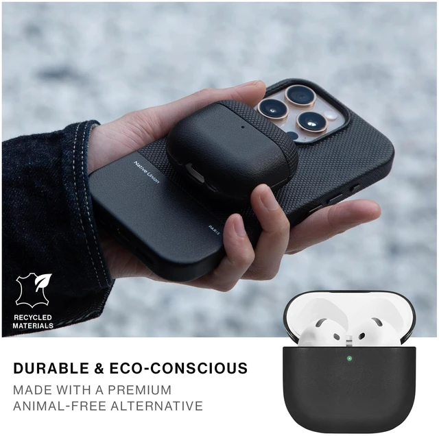 Alt view image 3 of 7 - (Re) Classic Case for AirPods 4 Premium Resistant & Recycled Materials Durable Protection Supports Wireless Chargers Compatible with AirPods 4 (Black)