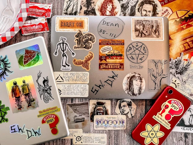 Alt view image 7 of 7 - ConQuest Supernatural Decal Bundle 120 Unique Supernatural Stickers, 5 Clear Stickers, Waterproof, UV & Scratch Resistant Sticker Decals, Officially Licensed