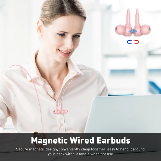 Alt view image 4 of 7 - Wired Earbuds in-Ear Headphones 3.5mm Jack for Laptop/School Pink Noise Isolation Small Earphones, Corded Plug-in Ear Buds Mic Volume Control for iPhone/Samsung/Android/PC/Gaming Console/Kids
