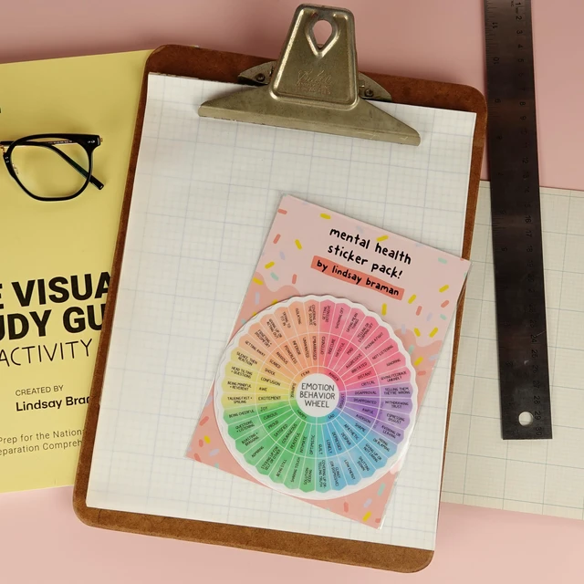 Alt view image 7 of 7 - Mental Health Sticker Bundle: Emotion Sensation Wheel, Emotion Behavior Wheel, Fight Flight Freeze Emodied Feeling Wheel Stickers - Set of 3 - Therapist Designed, USA Made, for Self Care or Gift