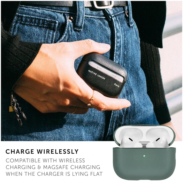 Alt view image 6 of 7 - (Re) Classic Case for AirPods Pro 2 Premium Plant-Based Materials Supports Wireless Chargers Compatible with AirPods Pro, AirPods Pro 2nd Gen (Slate Green)