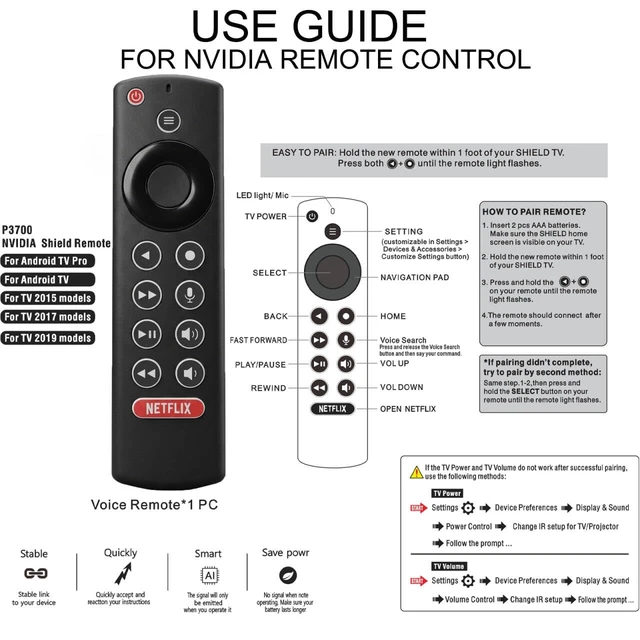 Alt view image 4 of 7 - Voice Replacement for Nvidia Shield TV Remote Control,with Backlit Buttons compatible with NVIDIA Shield TV Pro Streaming Media Player &NVIDIA TV Cube 2015/2017/2019 all models