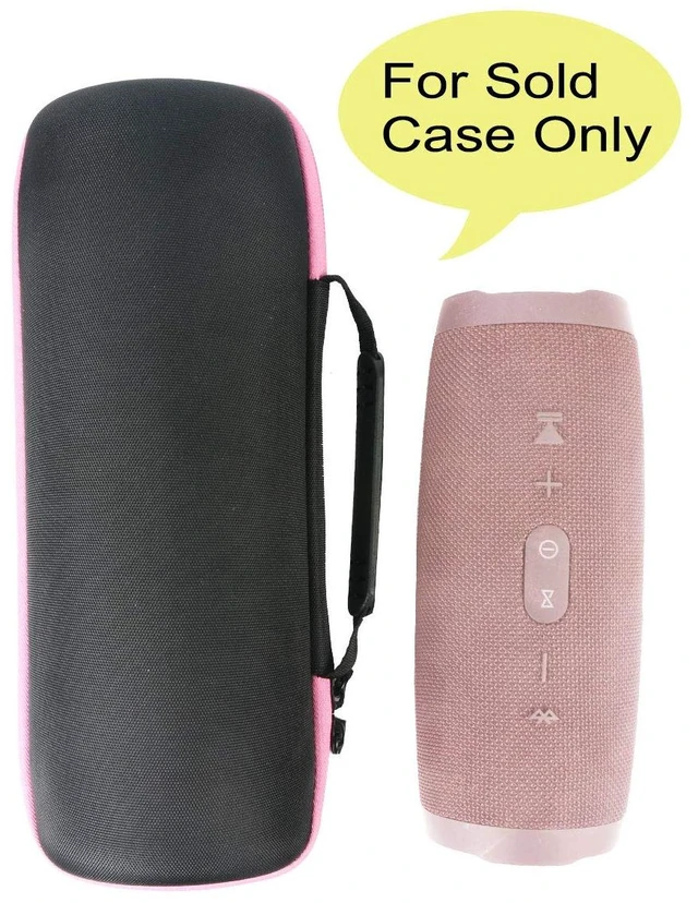 Alt view image 2 of 6 - Hard Travel Case for JBL Charge 5/4 Speaker, Black+ Pink Zipper Portable Travel Bag Replacement with Custom Molded Interior and Handle, Shockproof EVA Shell and Soft Lining