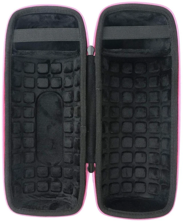 Alt view image 3 of 6 - Hard Travel Case for JBL Charge 5/4 Speaker, Black+ Pink Zipper Portable Travel Bag Replacement with Custom Molded Interior and Handle, Shockproof EVA Shell and Soft Lining