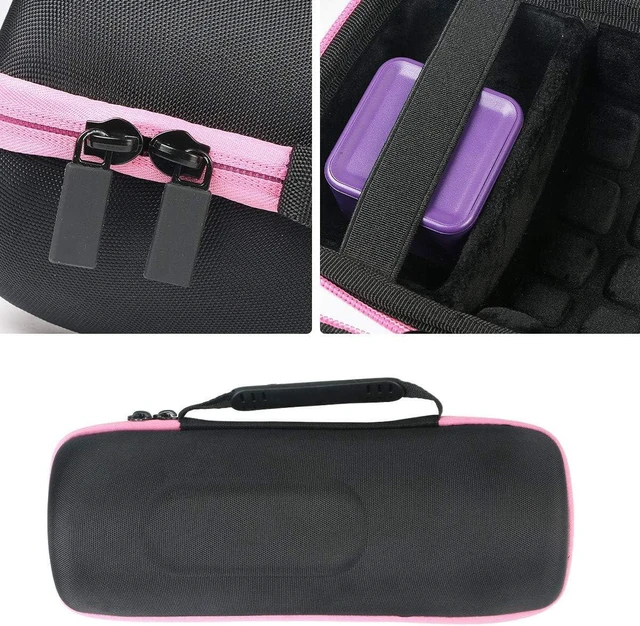Alt view image 4 of 6 - Hard Travel Case for JBL Charge 5/4 Speaker, Black+ Pink Zipper Portable Travel Bag Replacement with Custom Molded Interior and Handle, Shockproof EVA Shell and Soft Lining