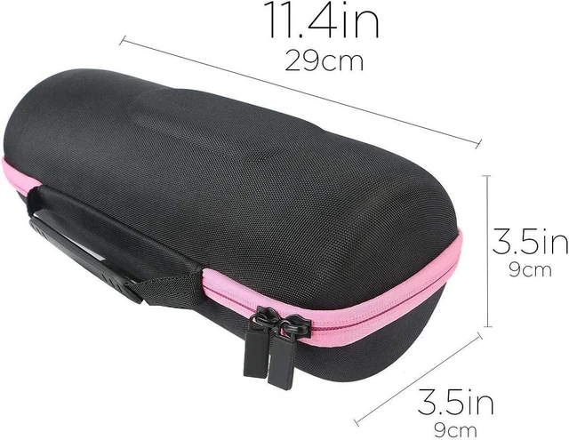 Alt view image 5 of 6 - Hard Travel Case for JBL Charge 5/4 Speaker, Black+ Pink Zipper Portable Travel Bag Replacement with Custom Molded Interior and Handle, Shockproof EVA Shell and Soft Lining