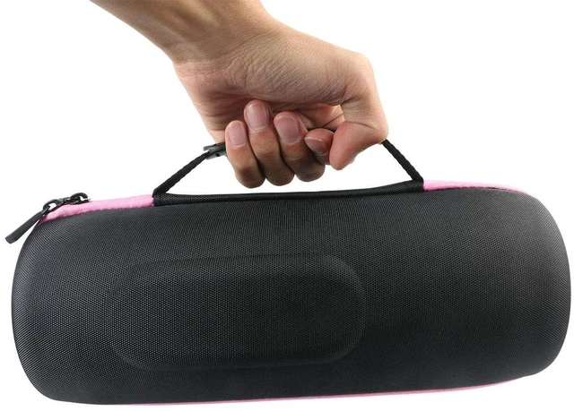 Alt view image 6 of 6 - Hard Travel Case for JBL Charge 5/4 Speaker, Black+ Pink Zipper Portable Travel Bag Replacement with Custom Molded Interior and Handle, Shockproof EVA Shell and Soft Lining