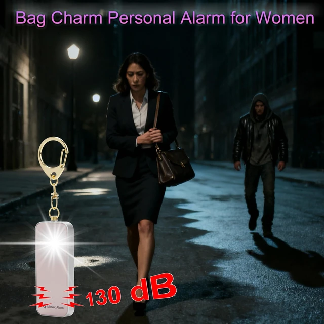 Alt view image 2 of 7 - Ultrathin Personal Alarm Waterproof Replaceable Battery Strobe Light Ultra-Lightweight 0.8 oz Bulky-Free Keychain SOS Siren Women Student Safety. Emergency 130db Rainproof Hiking Alert. Gold