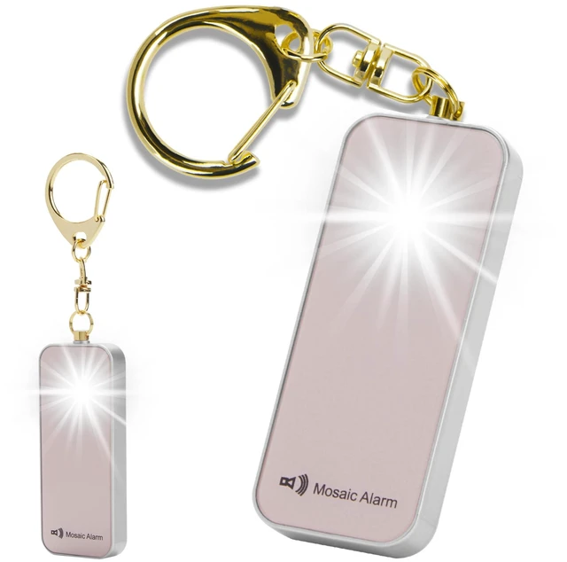 Main image of Ultrathin Personal Alarm Waterproof Replaceable Battery Strobe Light Ultra-Lightweight 0.8 oz Bulky-Free Keychain SOS Siren Women Student Safety. Emergency 130db Rainproof Hiking Alert. RoseGold