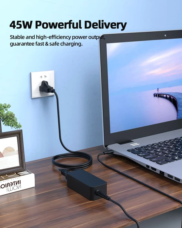 Alt view image 7 of 7 - 45W USB C Charger Fit for HP Chromebook X360 14 Laptop 10Ft Extended Sturdy Cable, (UL Certified Safety), PD Fast Charging