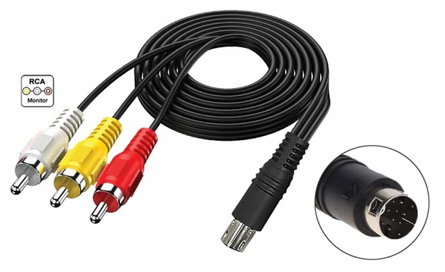 Alt view image 3 of 4 - AV RCA Cable for SEGA Genesis 2 & 3 Model 1631 1461 9-Pin Composite RCA AV Cable for Sega Genesis 2/3 Models 1631/1461, Nomad and 32X; Connects Console Video and Audio to a TV, 6 FT