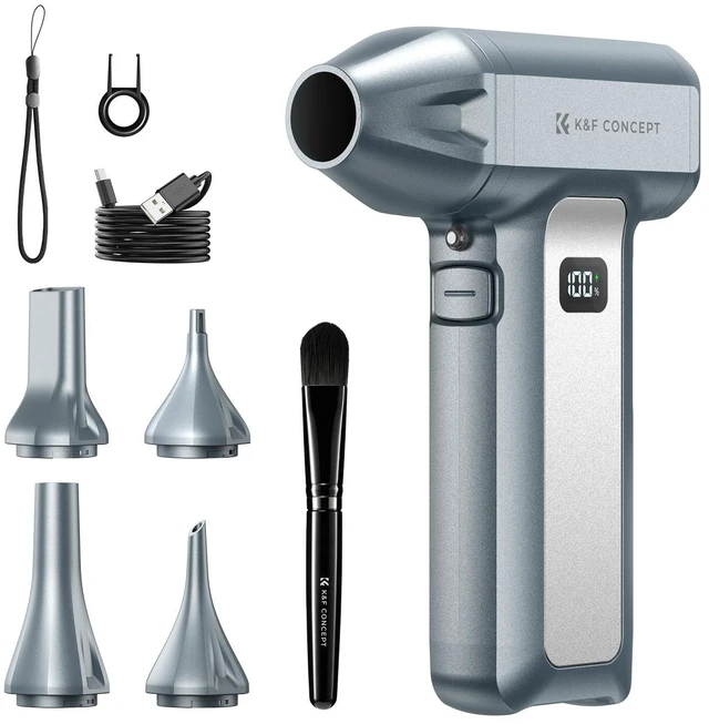 Main image of Electric Air Duster, 130000 RPM, Super Power Air Duster for PC LED LightScreen Display, 5 Nozzles,Rechargeable Brushless motor, for Computers, Keyboards, Cars, Outdoor, M3