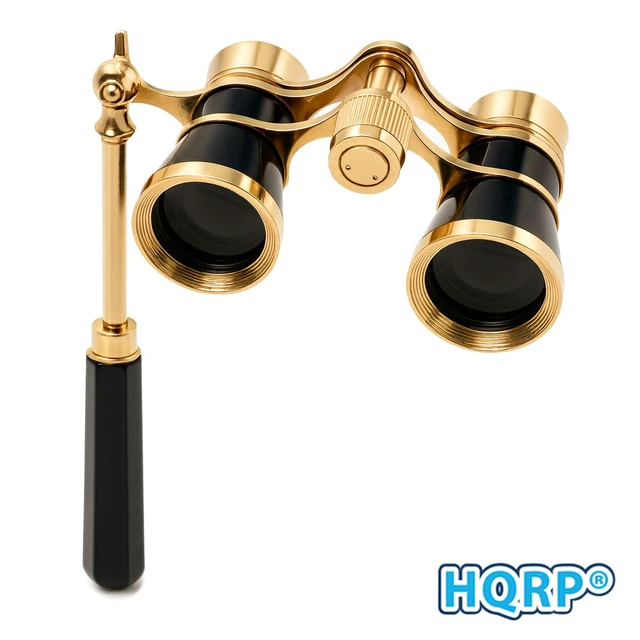 Alt view image 6 of 7 - 3 x 25 Opera Glasses Theater Binoculars, Black with Gold Color Trim, w/Built-in Extendable Handle, Crystal Clear Optics (CCO), for Adults Kids Women in Musical Concert, Gift Box