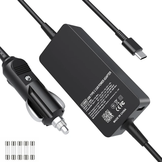 Main image of 100W Laptop Car Charger USB-C for Dell/Lenovo/LG/HP/Samsung/MacBook Pro/Air For Latitude/XPS/Precision,ThinkPad/Yoga,Spectre/Elitebook,Chromebook,Galaxy,Car Charger USB C For Computer