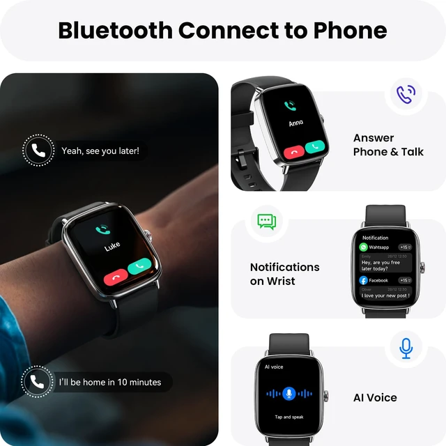 Alt view image 2 of 7 - Smart Watch for WomenBlack 100+ Watch Face