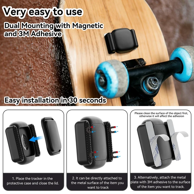 Alt view image 3 of 7 - Magnetic Holder for Tile Life360 Mate (2024) Bluetooth Tracker, Waterproof Scratch-Resistant Silicone Case, Dual Mounting with Magnetic and 3M Adhesive, Black, 2 Pack