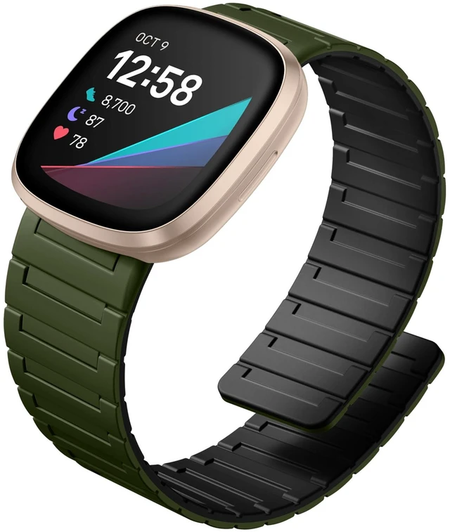 Main image of Magnetic Band Compatible with Fitbit Versa 4 Bands/Versa 3/Sense/Sense 2 Bands for Men Women, Soft Sport Silicone Strong Magnet Waterproof Strap Compatible with Fitbit Smartwatch