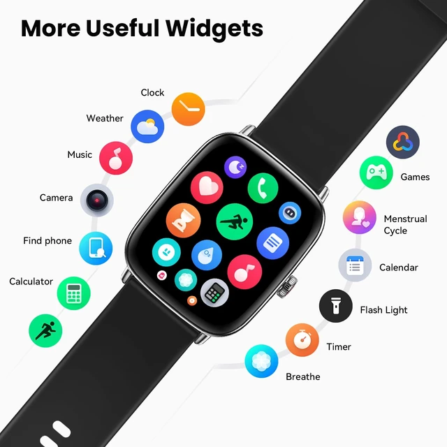 Alt view image 7 of 7 - Smart Watch for WomenBlack 100+ Watch Face