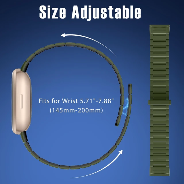 Alt view image 4 of 7 - Magnetic Band Compatible with Fitbit Versa 4 Bands/Versa 3/Sense/Sense 2 Bands for Men Women, Soft Sport Silicone Strong Magnet Waterproof Strap Compatible with Fitbit Smartwatch