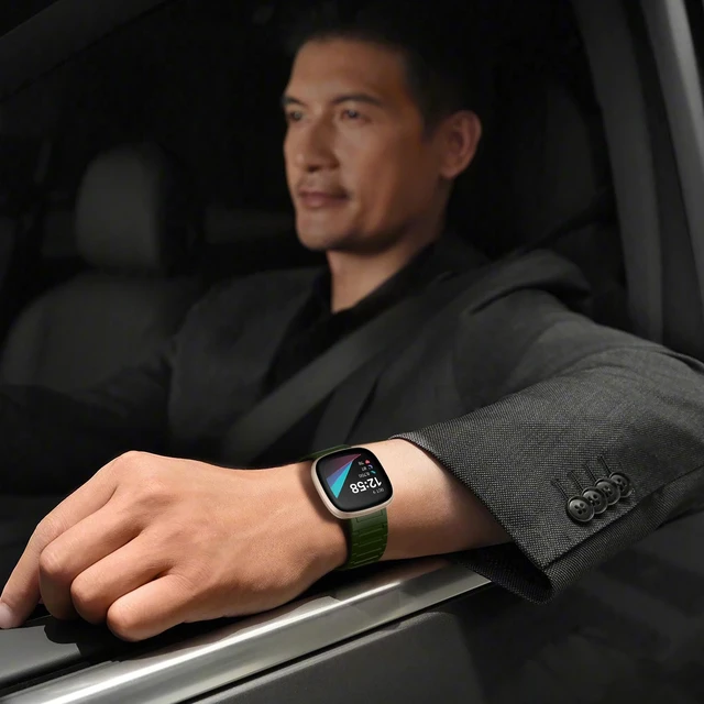 Alt view image 7 of 7 - Magnetic Band Compatible with Fitbit Versa 4 Bands/Versa 3/Sense/Sense 2 Bands for Men Women, Soft Sport Silicone Strong Magnet Waterproof Strap Compatible with Fitbit Smartwatch