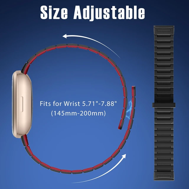 Alt view image 4 of 7 - Magnetic Band Compatible with Fitbit Versa 4 Bands/Versa 3/Sense/Sense 2 Bands for Men Women, Soft Sport Silicone Strong Magnet Waterproof Strap Compatible with Fitbit Smartwatch