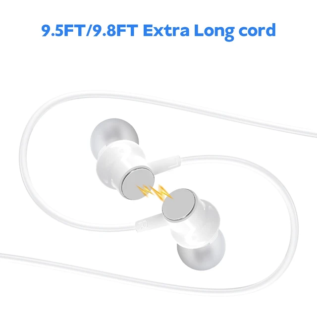 Alt view image 2 of 7 - Wired Earbuds for TV with Extra Long Cord and Volume Control Comfortable in-ear fit with interchangeable silicone tips and 3.5 mm plug for TVs, PCs and laptops