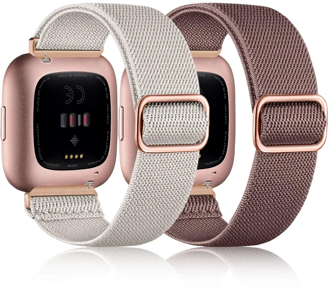 Main image of Stretchy Nylon Watch Band Compatible for Fitbit Versa 2 Bands Men Women Elastic Strap,Soft Breathable Sport Replacement Wristband for Versa 2/ Versa/ Versa lite/Versa SE Smartwatch,Washable 2 Pack