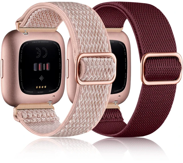 Main image of Stretchy Nylon Watch Band Compatible for Fitbit Versa 2 Bands Men Women Elastic Strap,Soft Breathable Sport Replacement Wristband for Versa 2/ Versa/ Versa lite/Versa SE Smartwatch,Washable 2 Pack