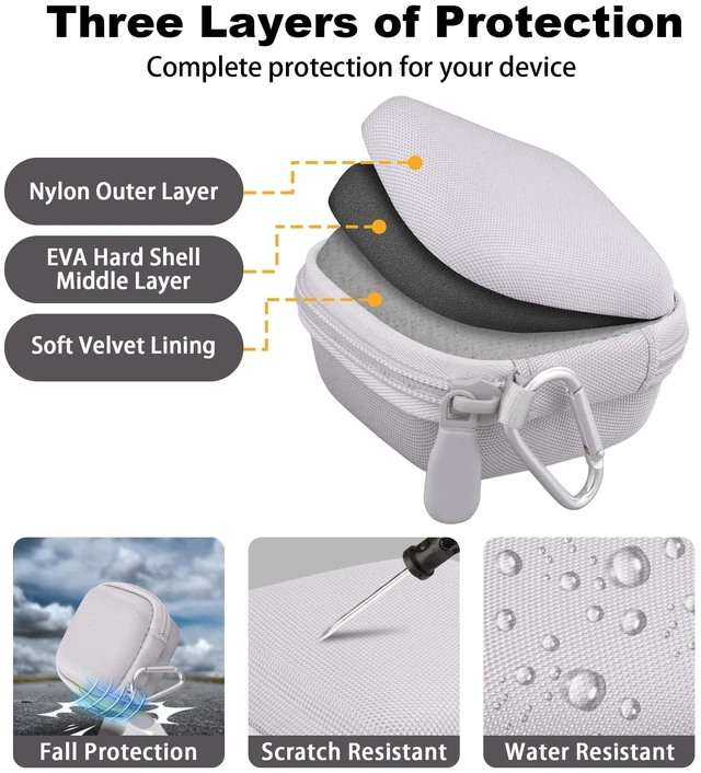 Alt view image 7 of 7 - for Soundcore Liberty 5 Pro Max/5 Pro/5 Earbuds Hard Travel Case, White Portable Protective Storage Bag with Mesh Pocket, Elastic Securing Strap & Carabiner, Shockproof EVA Shell and Soft Lining