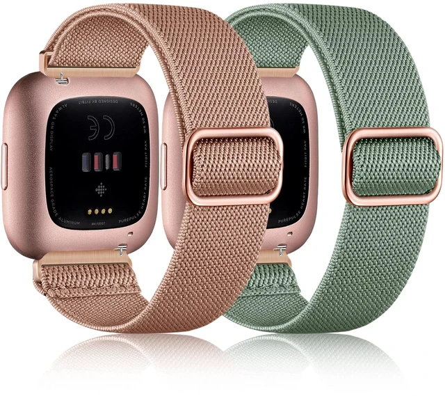 Main image of Stretchy Nylon Watch Band Compatible for Fitbit Versa 2 Bands Men Women Elastic Strap,Soft Breathable Sport Replacement Wristband for Versa 2/ Versa/ Versa lite/Versa SE Smartwatch,Washable 2 Pack