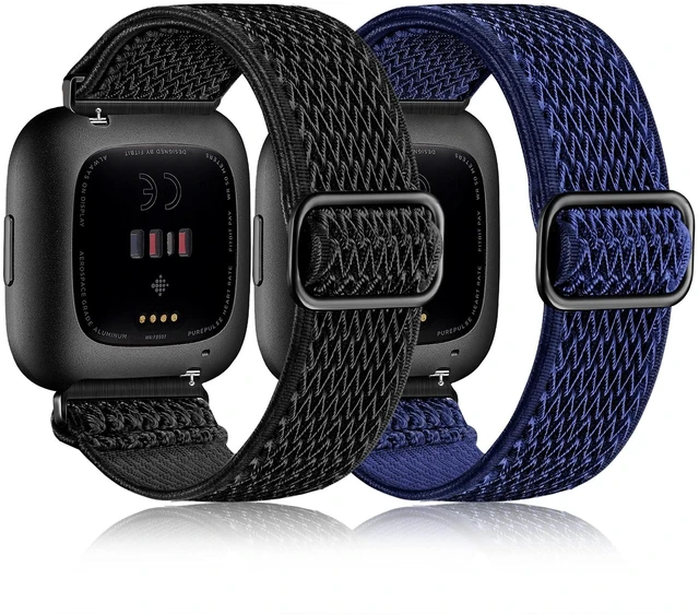 Main image of Stretchy Nylon Watch Band Compatible for Fitbit Versa 2 Bands Women Men Elastic Strap,Soft Breathable Sport Replacement Wristband for Versa 2/ Versa/ Versa lite/Versa SE Smartwatch,Washable 2 Pack